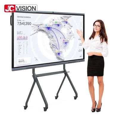 JCVISION 75 pouces Android 13.0 Interactif panneau plat 15W * 2 rétroéclairage LED stéréo