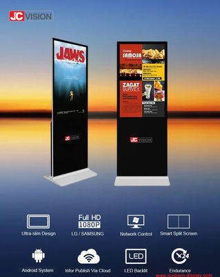 JCVISION 49 pouces Stand de sol personnalisé blanc Sigange numérique avec caméra en option
