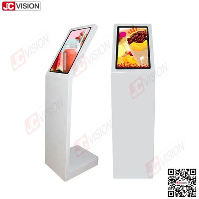 Borne interactive numérique libre-service Jcvision 21,5 pouces, type L, écran vertical, écran tactile, kiosque blanc