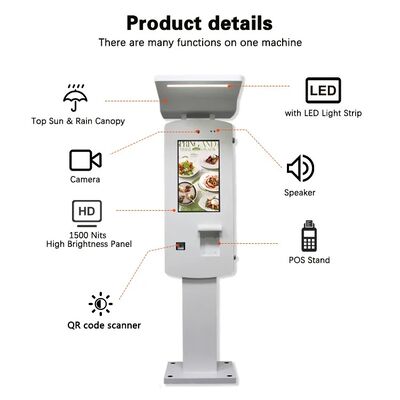 Nvidia Chipset 24 " à l'extérieur étanche à l'eau IP55 Self Service Payment Kiosk Détails rapides du terminal de paiement à écran tactile extérieur