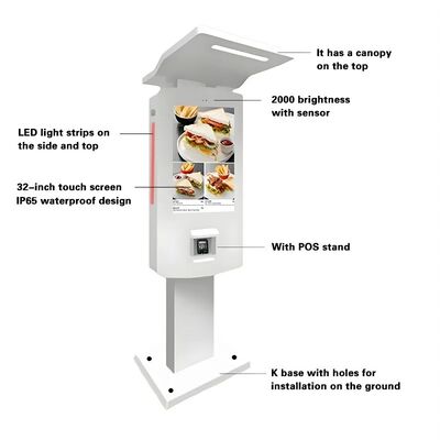 Kiosque de paiement extérieur IP65 32 pouces avec boîtier en aluminium