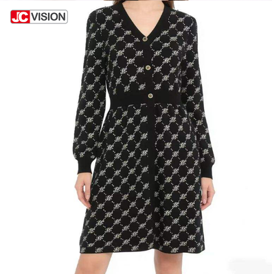 Robe en tricot à col en V pour femmes JCVISION, style navette automne et hiver