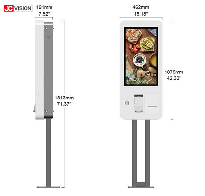 JCVISION Kiosques de commande en libre-service de 24 pouces avec coque métallique durable et consommation d'énergie maximale de 108 W